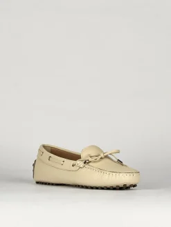 Mocassino tacco 1 cm beige pelle