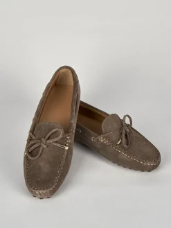 Mocassino tacco 1 cm beige camoscio