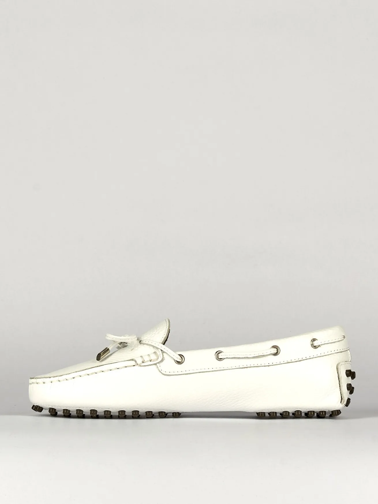 Mocassino tacco 1 cm bianco pelle