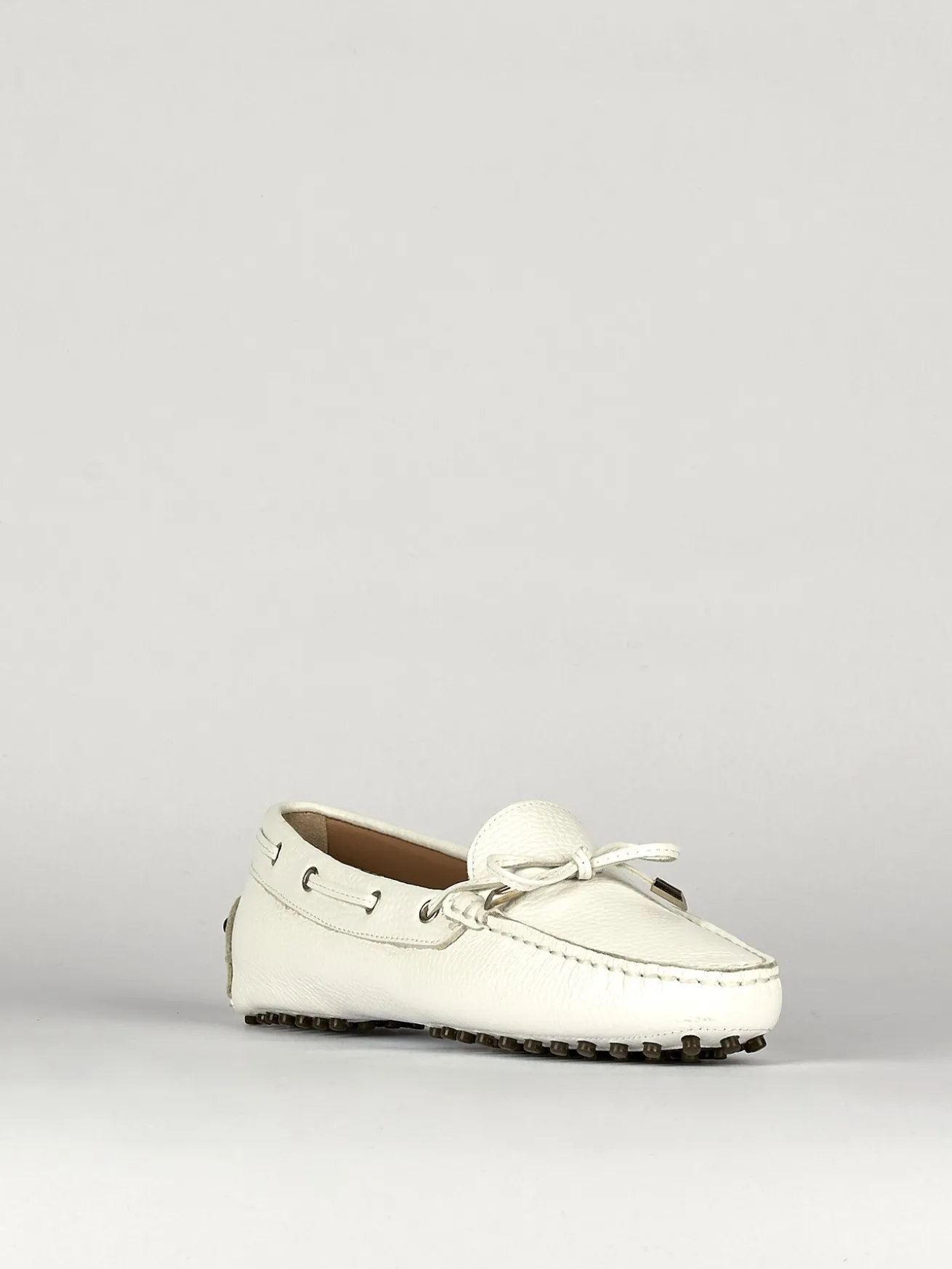 Mocassino tacco 1 cm bianco pelle