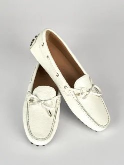 Mocassino tacco 1 cm bianco pelle