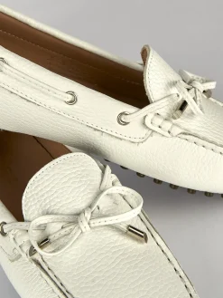 Mocassino tacco 1 cm bianco pelle