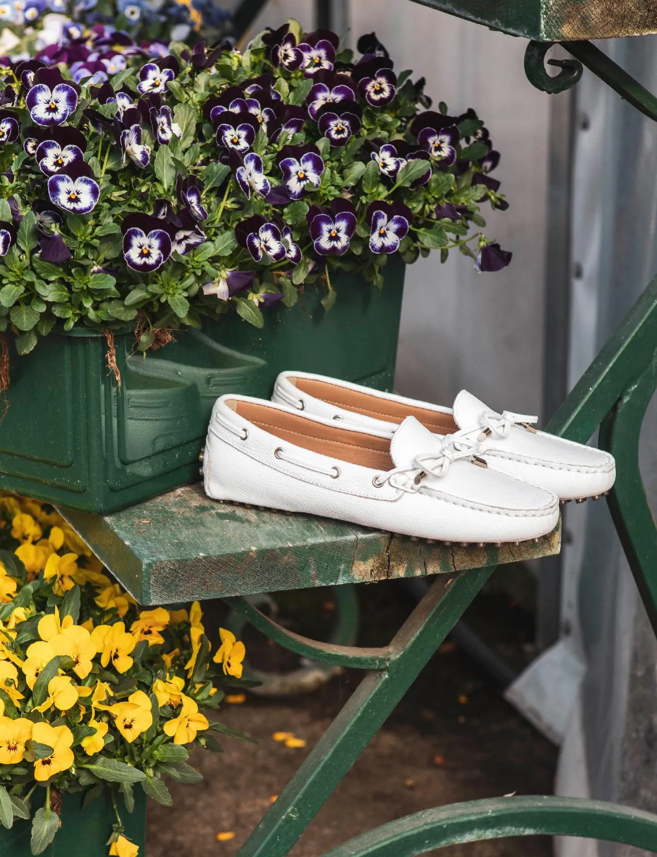 Mocassino tacco 1 cm bianco pelle