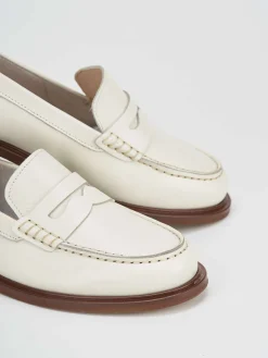 Mocassino tacco 1 cm bianco pelle