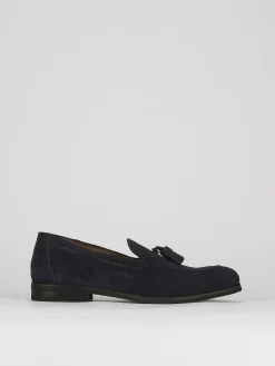 Mocassino tacco 2 cm blu camoscio