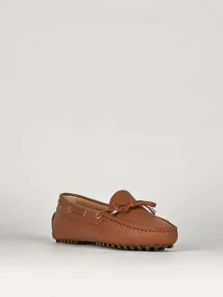 Mocassino tacco 1 cm marrone pelle