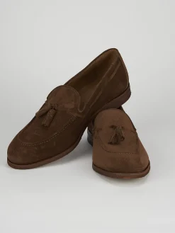 Mocassino tacco 2 cm marrone camoscio