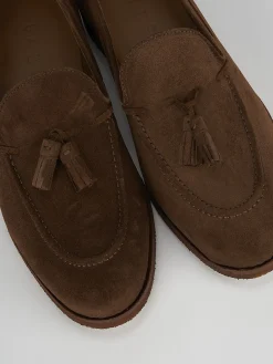 Mocassino tacco 2 cm marrone camoscio