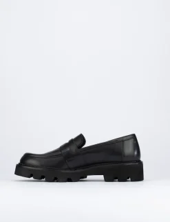 Mocassino tacco 2 cm nero pelle