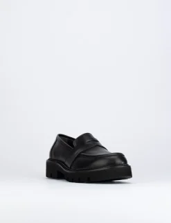 Mocassino tacco 2 cm nero pelle