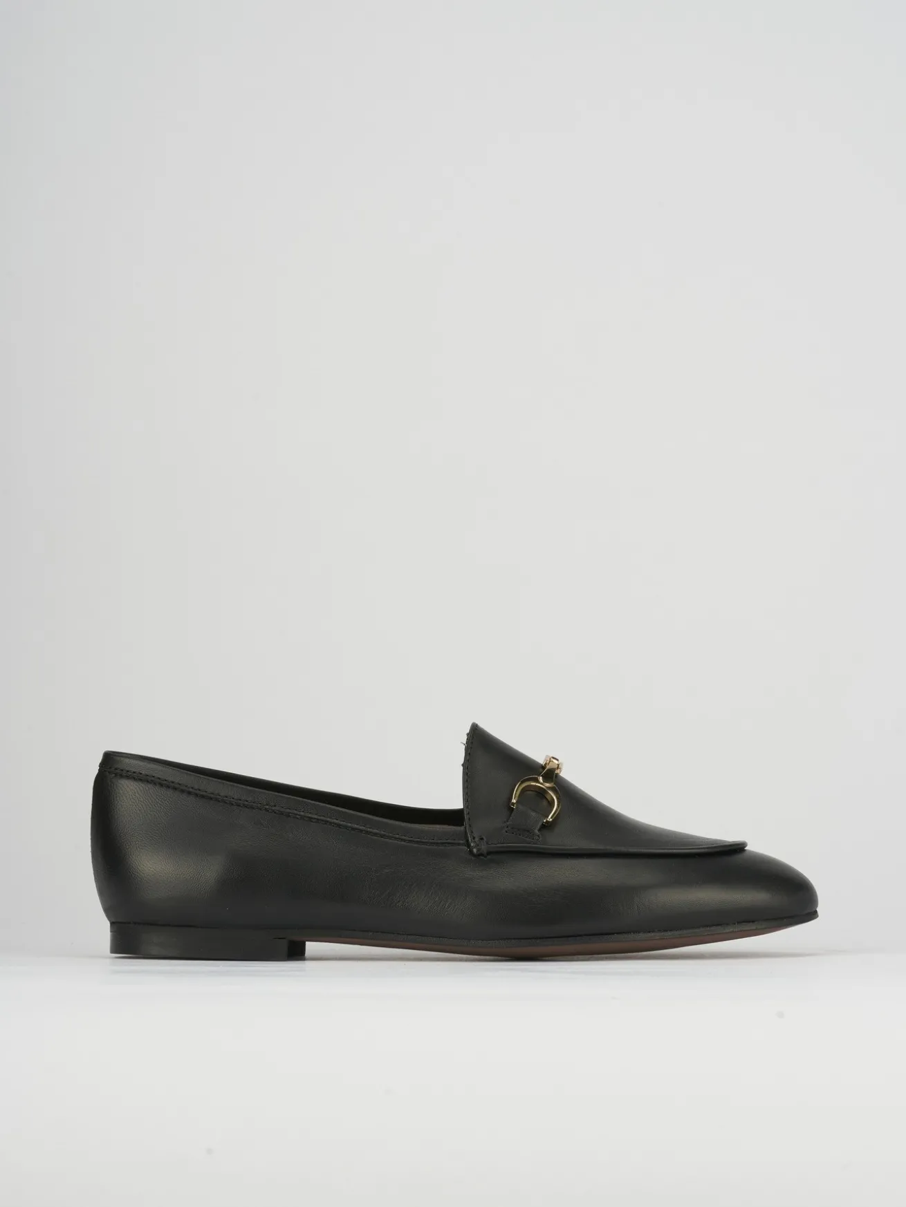 Mocassino tacco 1 cm nero pelle