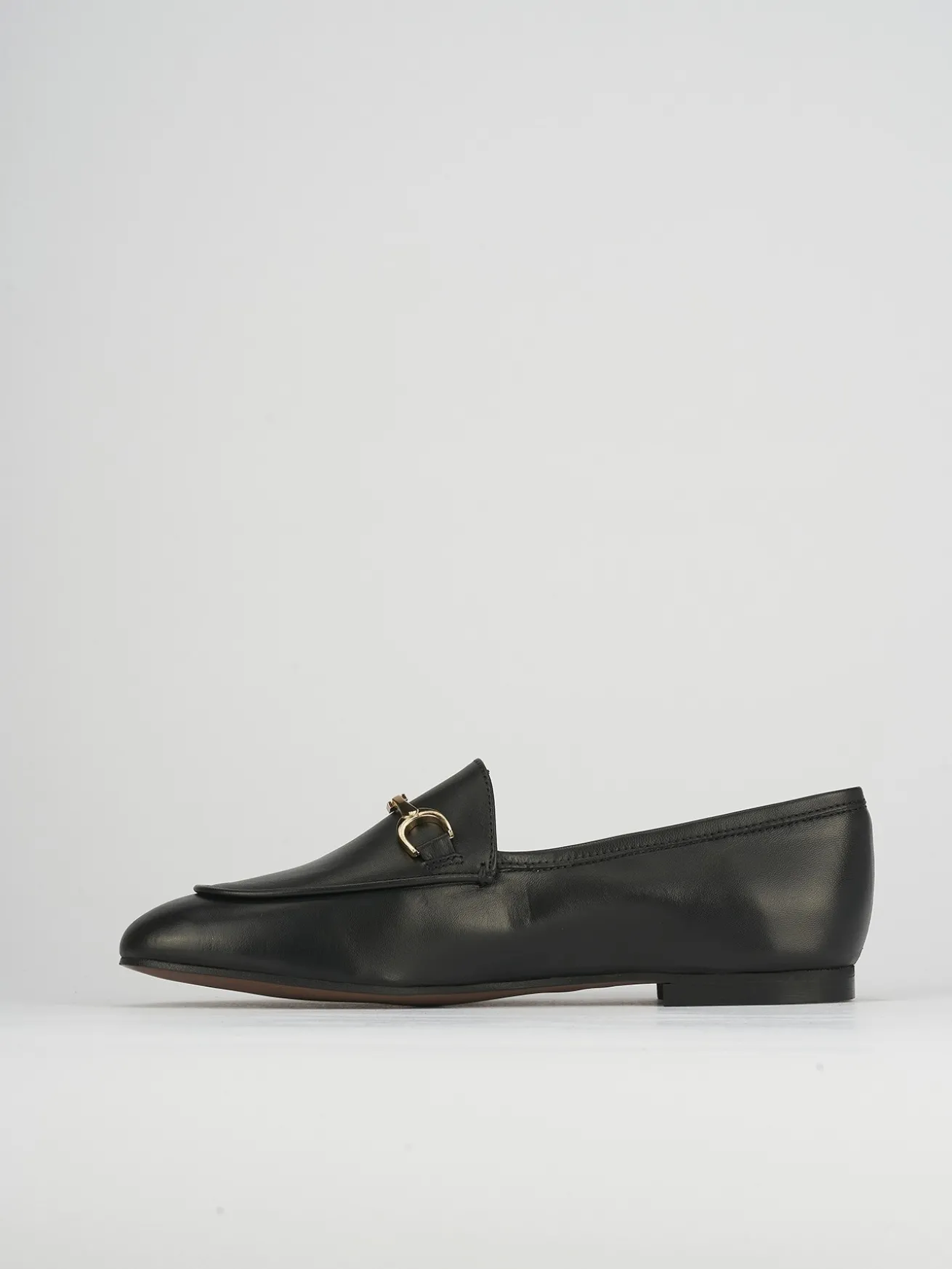 Mocassino tacco 1 cm nero pelle