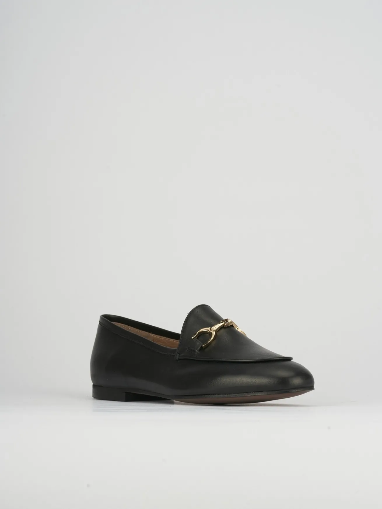 Mocassino tacco 1 cm nero pelle