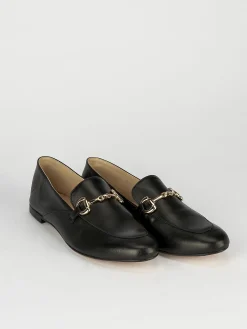 Mocassino tacco 1 cm nero pelle