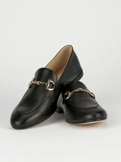 Mocassino tacco 1 cm nero pelle