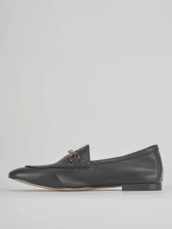 Mocassino tacco 1 cm nero pelle