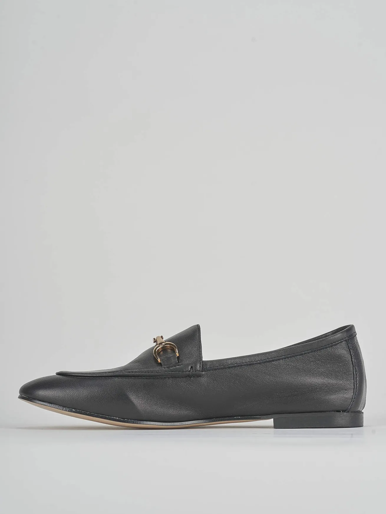 Mocassino tacco 1 cm nero pelle
