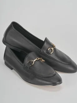 Mocassino tacco 1 cm nero pelle