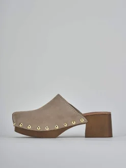 Sabot tacco 5 cm beige camoscio