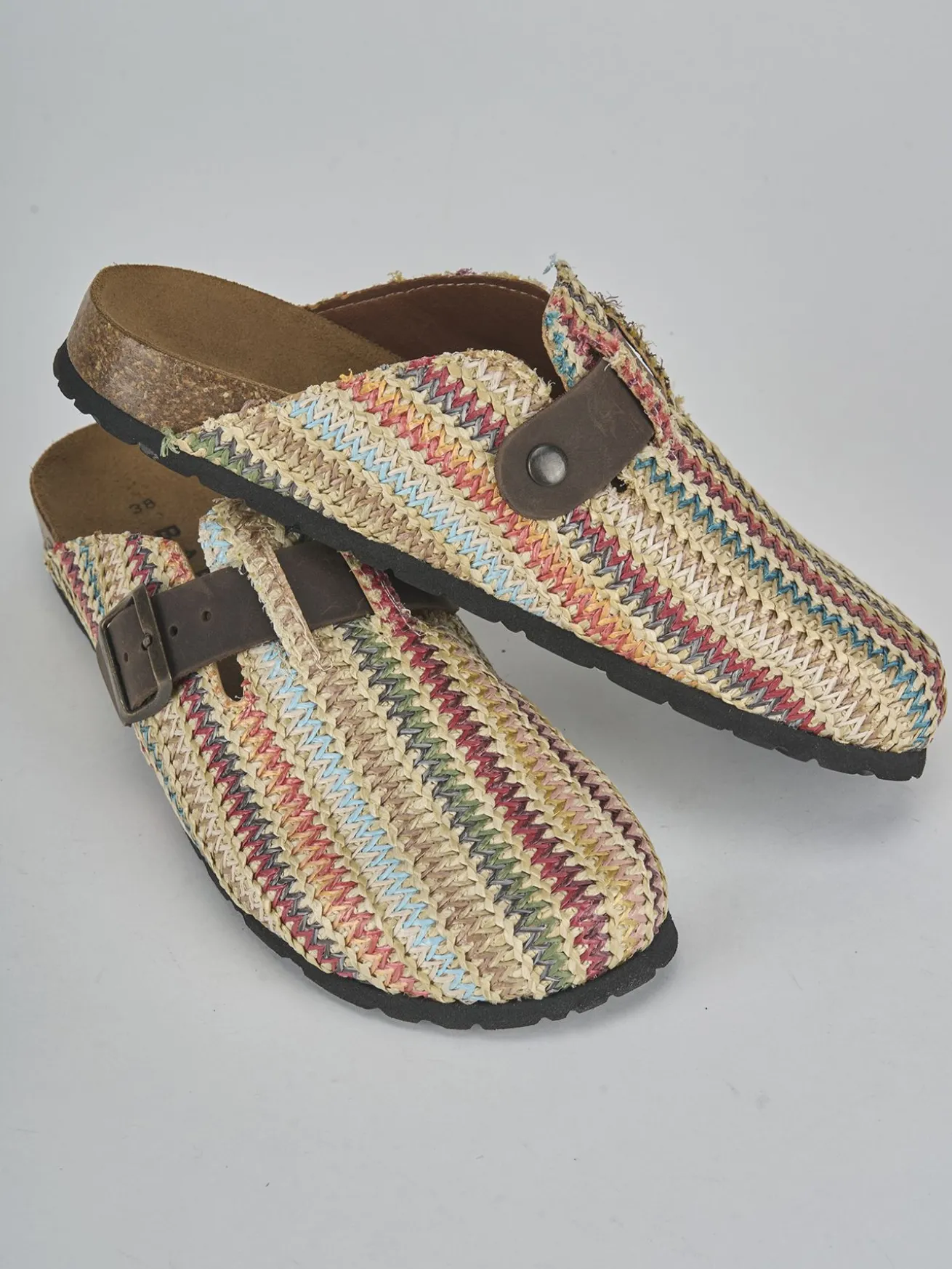 Sabot tacco 1 cm multicolor tessuto