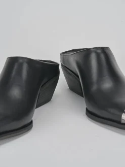 Sabot tacco 4 cm nero pelle