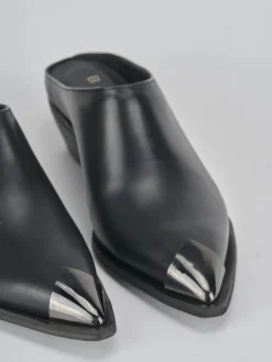 Sabot tacco 4 cm nero pelle