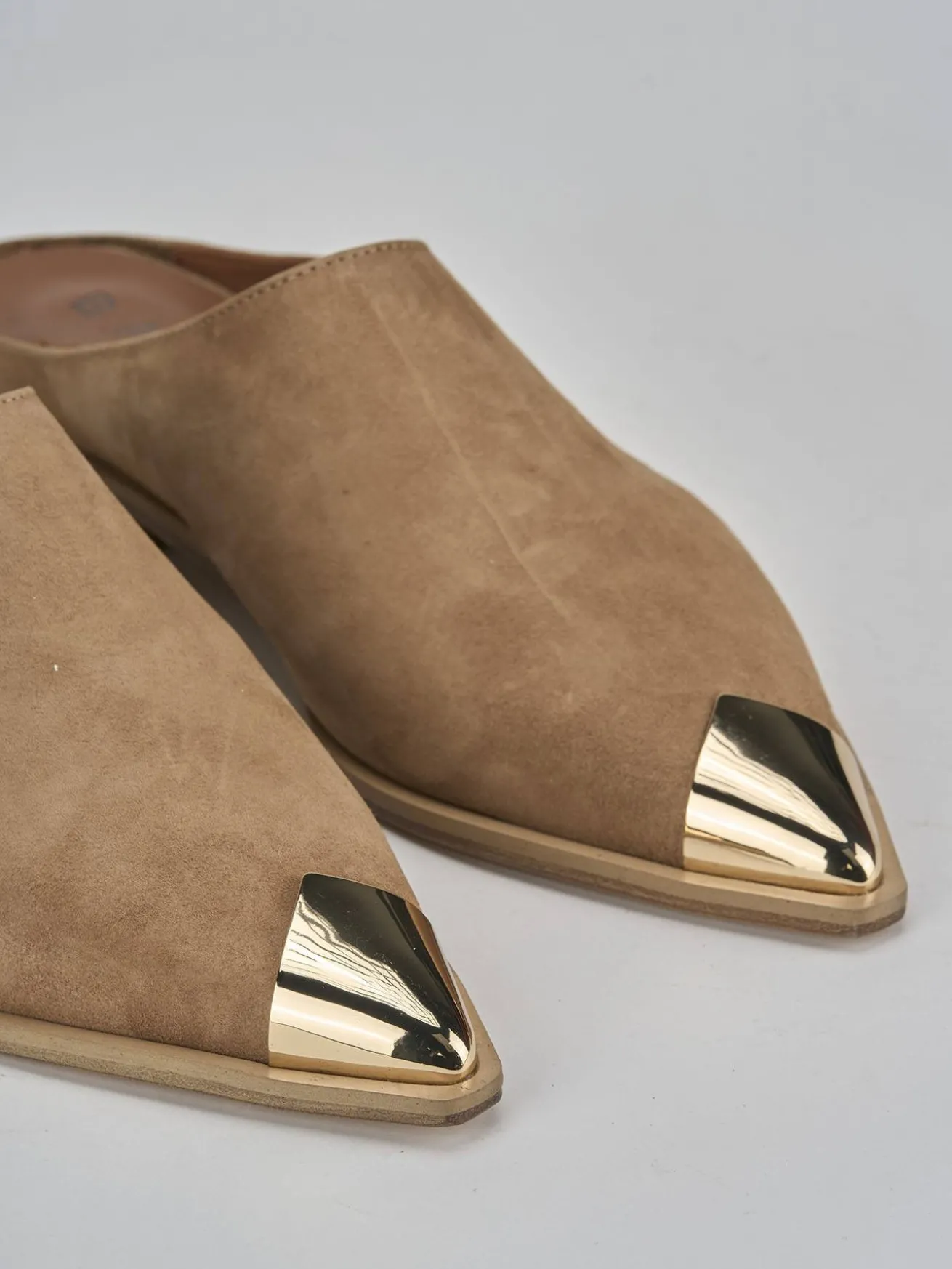 Sabot tacco 1cm camoscio beige