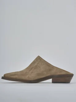 Sabot tacco 3cm camoscio marrone