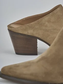 Sabot tacco 6cm camoscio marrone