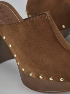 Sabot tacco 10cm camoscio marrone