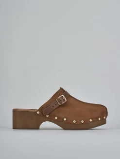 Sabot tacco 4cm camoscio marrone