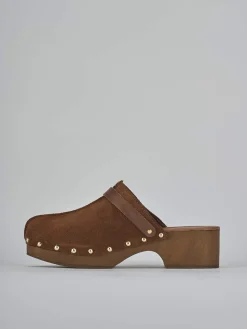 Sabot tacco 4cm camoscio marrone