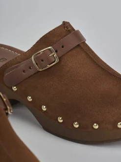 Sabot tacco 4cm camoscio marrone