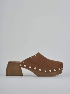 Sabot tacco 7cm camoscio marrone