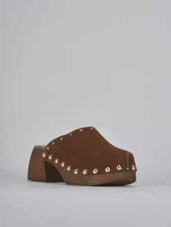 Sabot tacco 7cm camoscio marrone