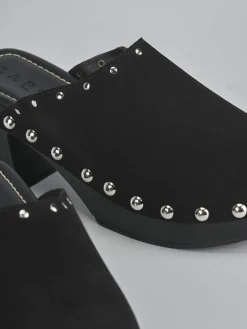 Sabot tacco 7cm camoscio nero