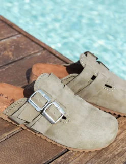 Sabot tacco 1cm camoscio verde