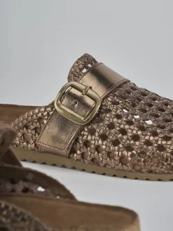 Sabot tacco 1cm laminato bronzo