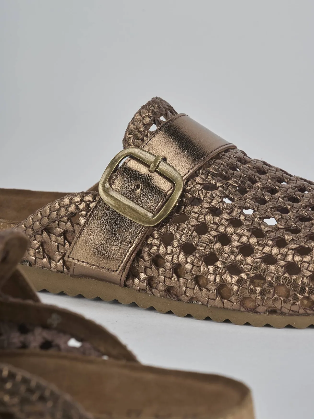 Sabot tacco 1cm laminato bronzo