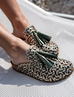 Sabot tacco 1cm laminato verde