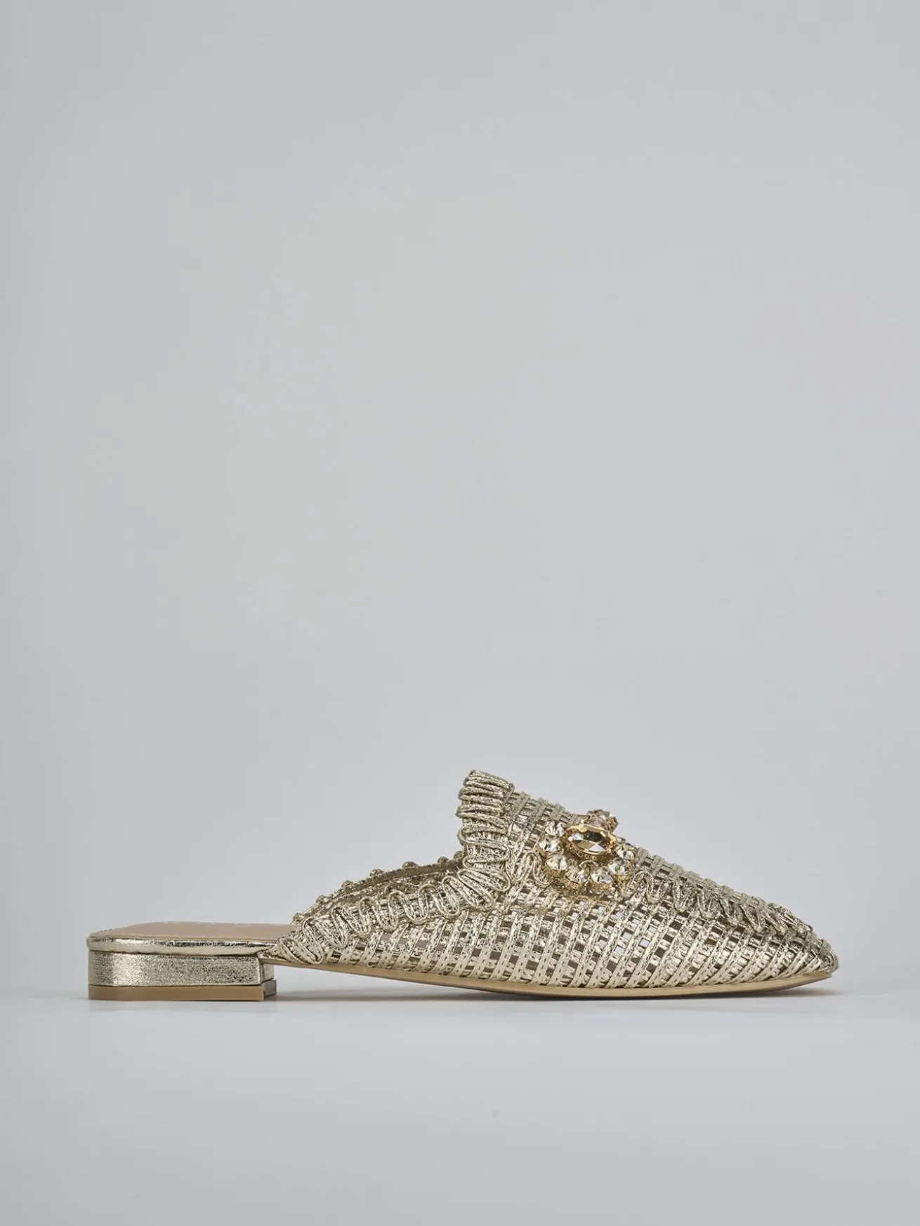 Sabot tacco 1cm pelle oro