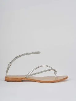 Sandali infradito tacco 1 cm argento pelle