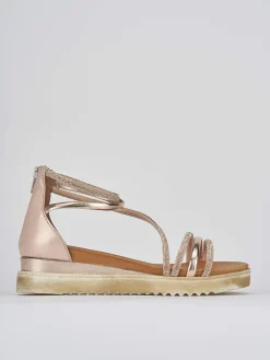 Sandali tacco 4 cm bronzo pelle