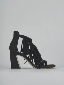 Sandali tacco 10cm camoscio nero