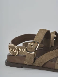 Sandali tacco 1cm camoscio testa