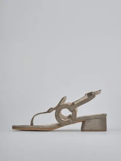 Sandali tacco 3cm camoscio beige