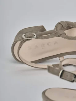 Sandali tacco 3cm camoscio beige