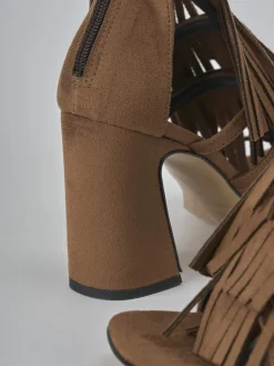 Sandali tacco 10cm camoscio marrone