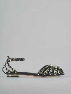 Sandali tacco 1cm camoscio sostenible nero