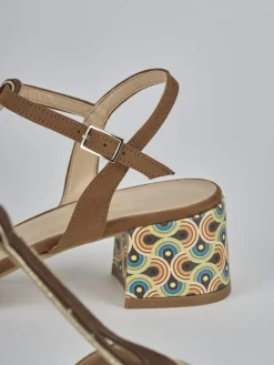 Sandali tacco 5cm camoscio marrone